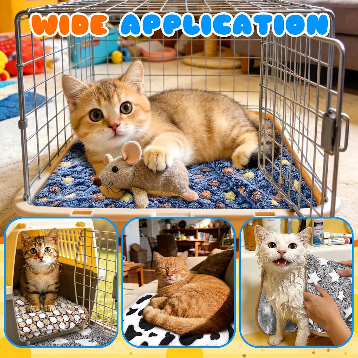Eilyliafe 6 Pcs Guinea Pig Bedding Cage Liners Small Animal Flannel Blankets Sleep Mat Absorbent Reusable Pet Pee Bedding Pad Cover for Hamster Ferret Chinchilla Rabbit Hedgehog (16 x 24 Inch, Multi)