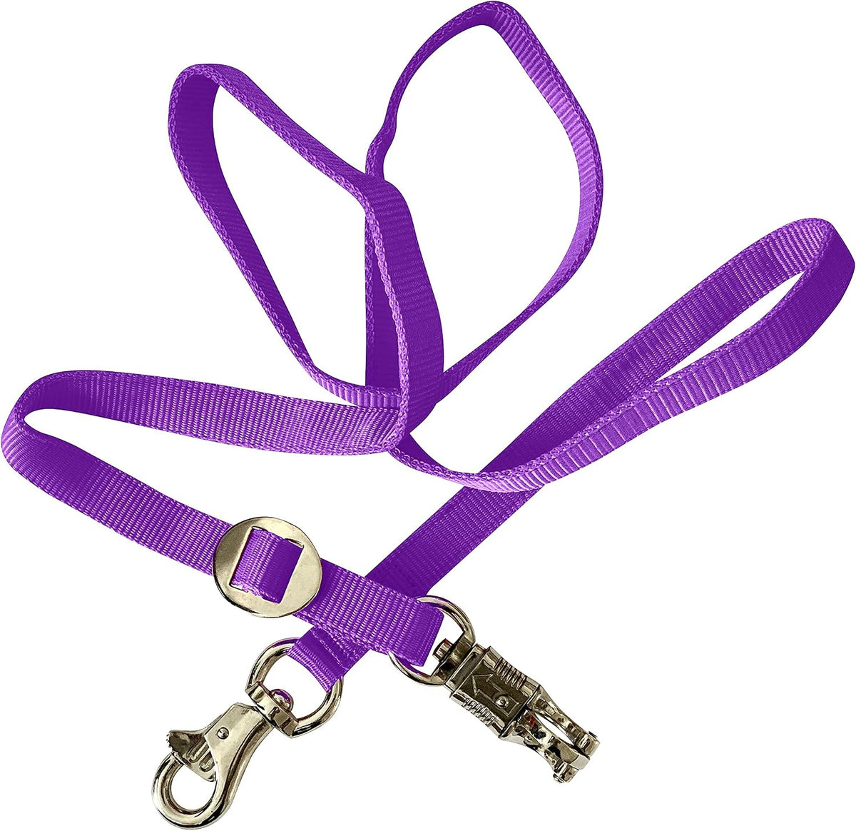 Majestic Ally Double Thick 36" to 72" Trailer Tie for Horse Haulage, Cross tie with Adjustable Buckle, Panic Snap and Bull Snap – 1" Wide by 36" to 72" Long (Purple)