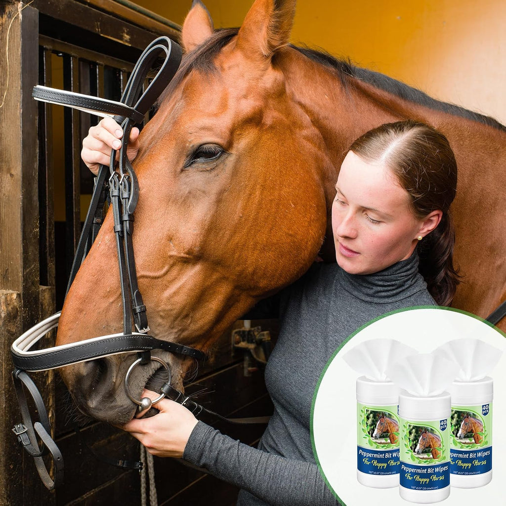 Threlaco 3 Pack Horse Bit Wipes, Peppermint Horse Bit Cleaners