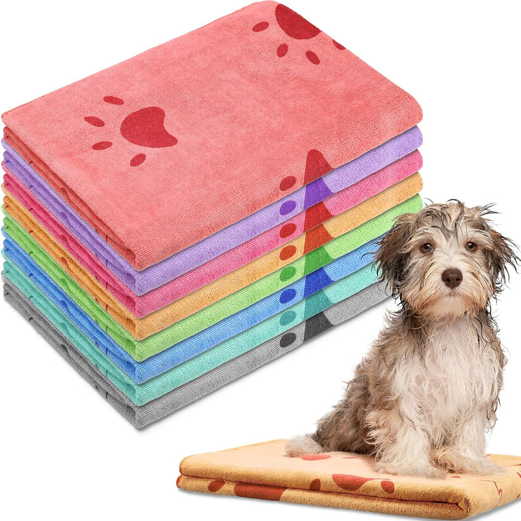 8 Pcs 55 x 28" Dog Towels Absorbent Microfiber Bath Drying Towels, 8 Colors