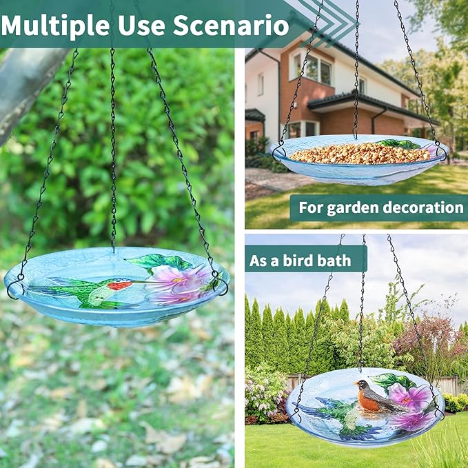 VCUTEKA Glass Hanging Bird Bath - Image 6