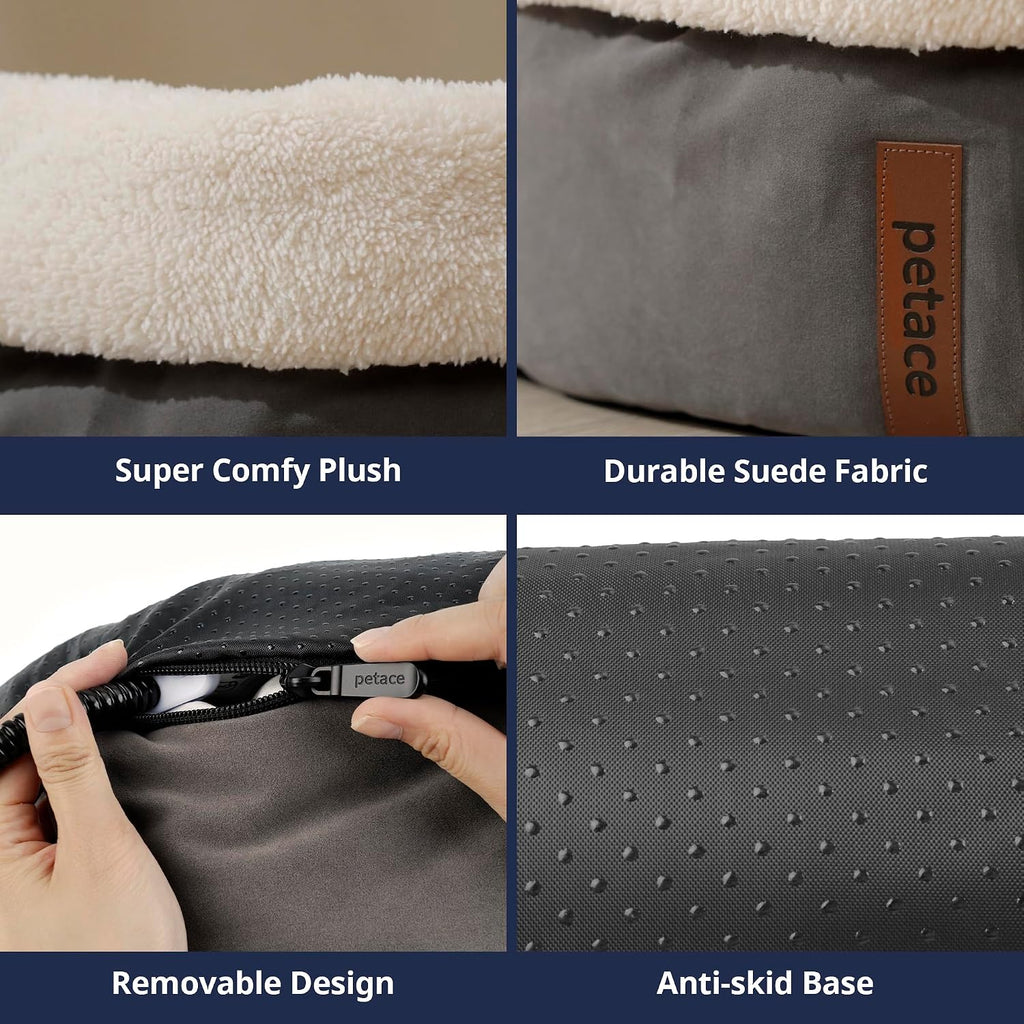 Heated Cat Bed with Pet Pad, 17.7"×13.7", Gray