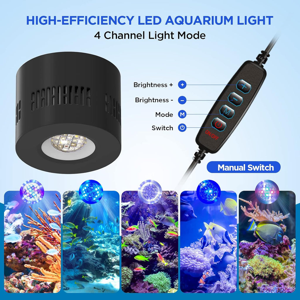 Full Spectrum Aquarium Light, Adjustable Saltwater Fish Tank Light for Reef, Coral, Nano Aquarium Tank Supports 4 Channels WiFi and Remote Controller (Reef s-120)