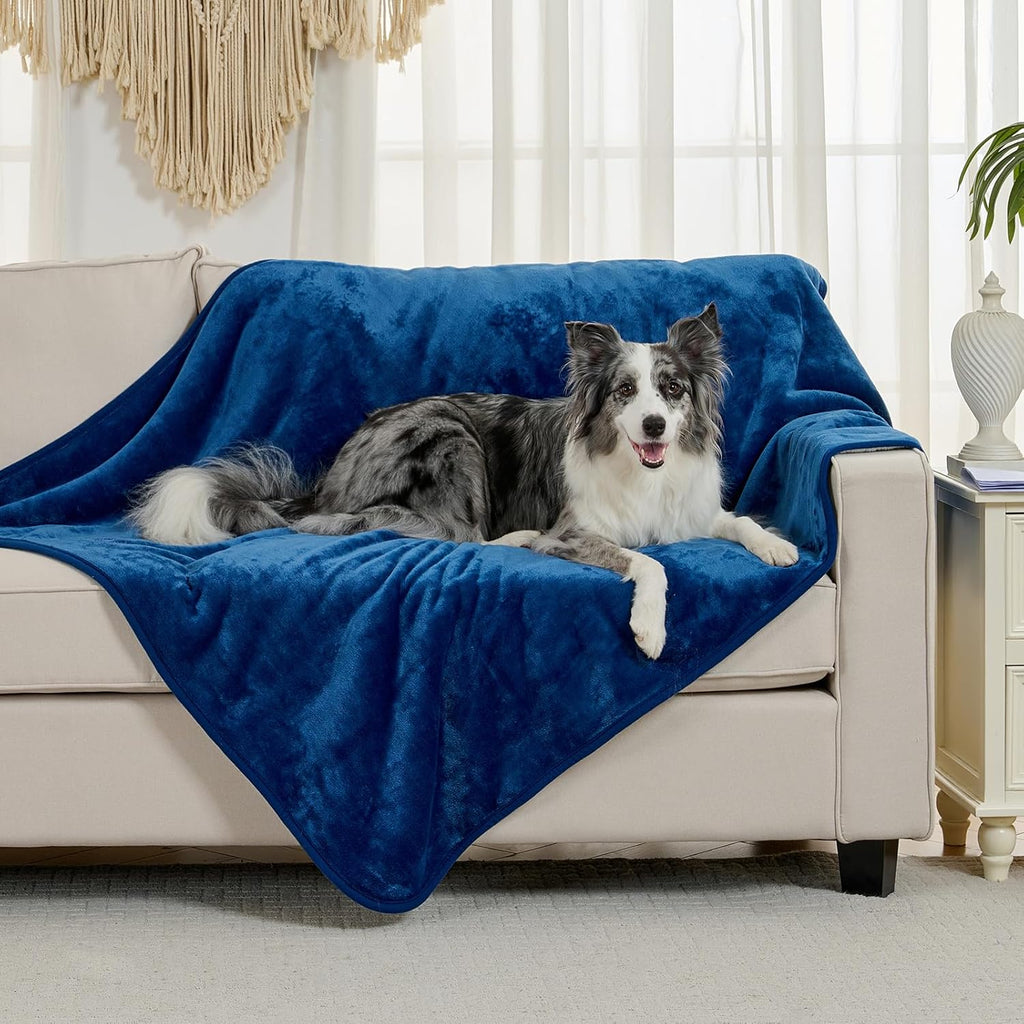 Soft Waterproof Blanket for Bed Couch Sofa, Navy Blue, 50x60 inches