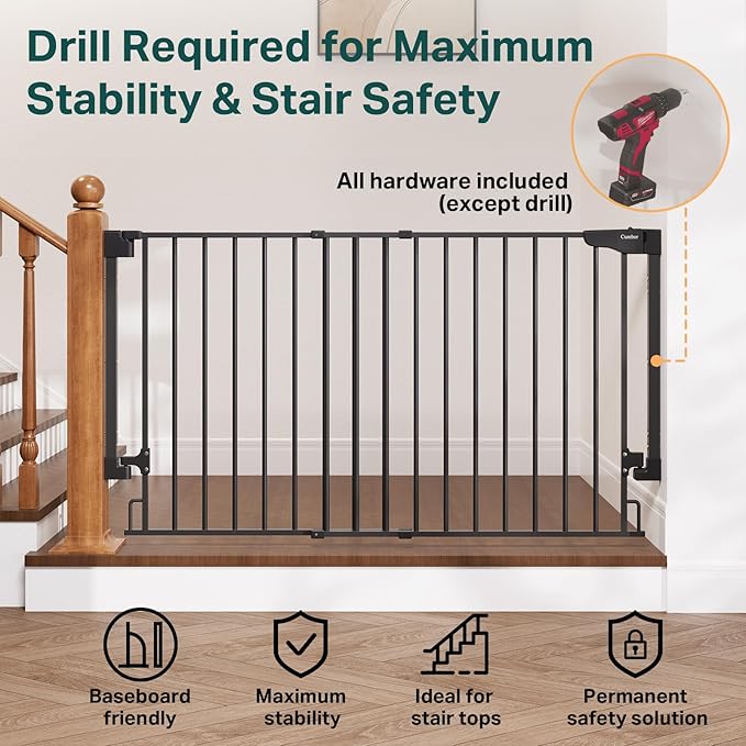 Cumbor 35.1–55" No Bottom Bar Baby Gate - Image 4