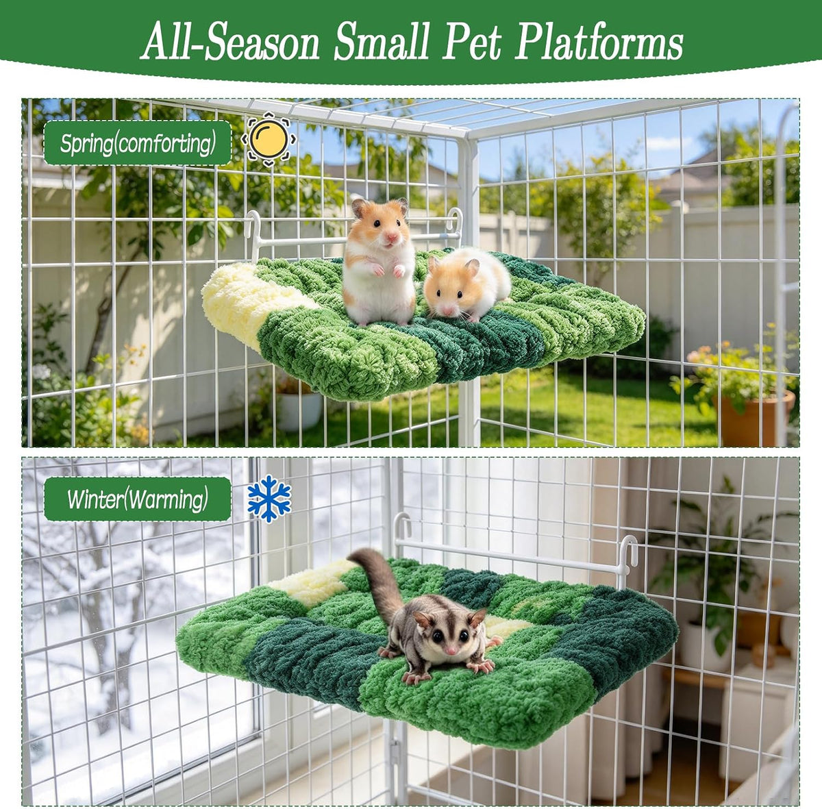 2Pcs Rat Cage Platform Rat Climbing Toy Warm Velvet Rat Cage Accessories