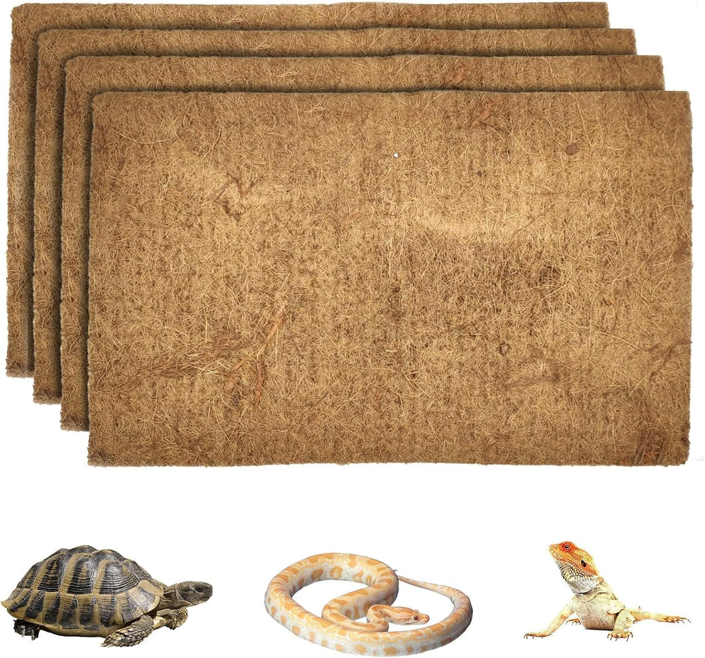 Hamiledyi Reptile Carpet Natural Coconut Fiber Tortoise Carpet Mats 4 Pcs