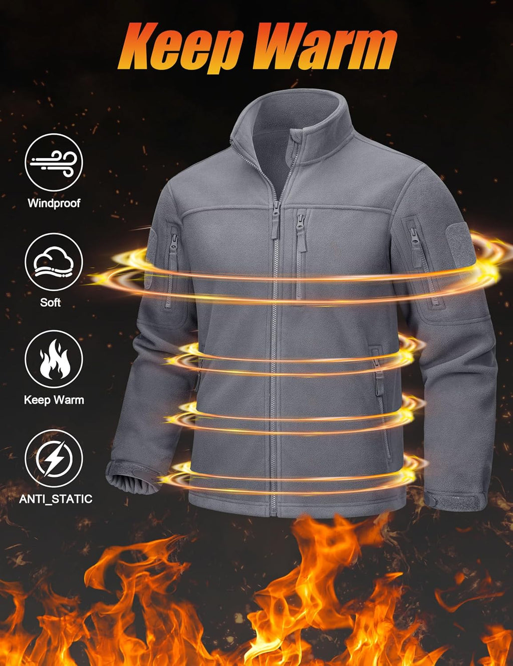 Men's Fleece Jacket Winter Warm Tactical Work Coat for Men