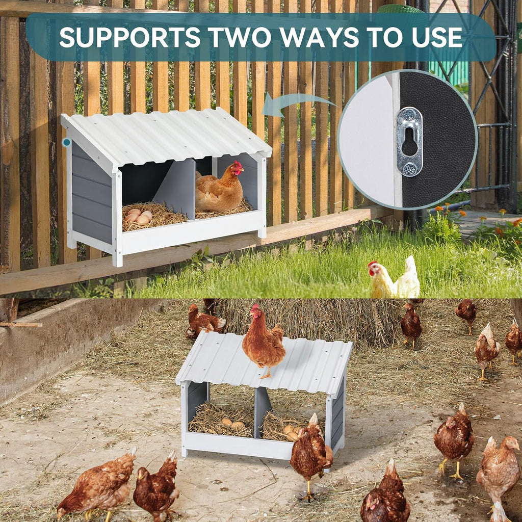 PETSFIT 2 Holes Chicken Nesting Box, PVC Waterproof Roof, Privacy Cover