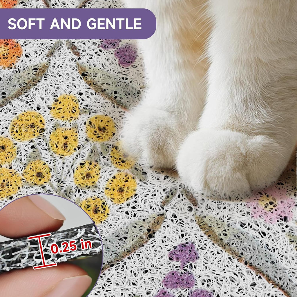 Cat Litter Mat, 24"x16" Cute Kitty Litter mat, Litter Catcher Mat