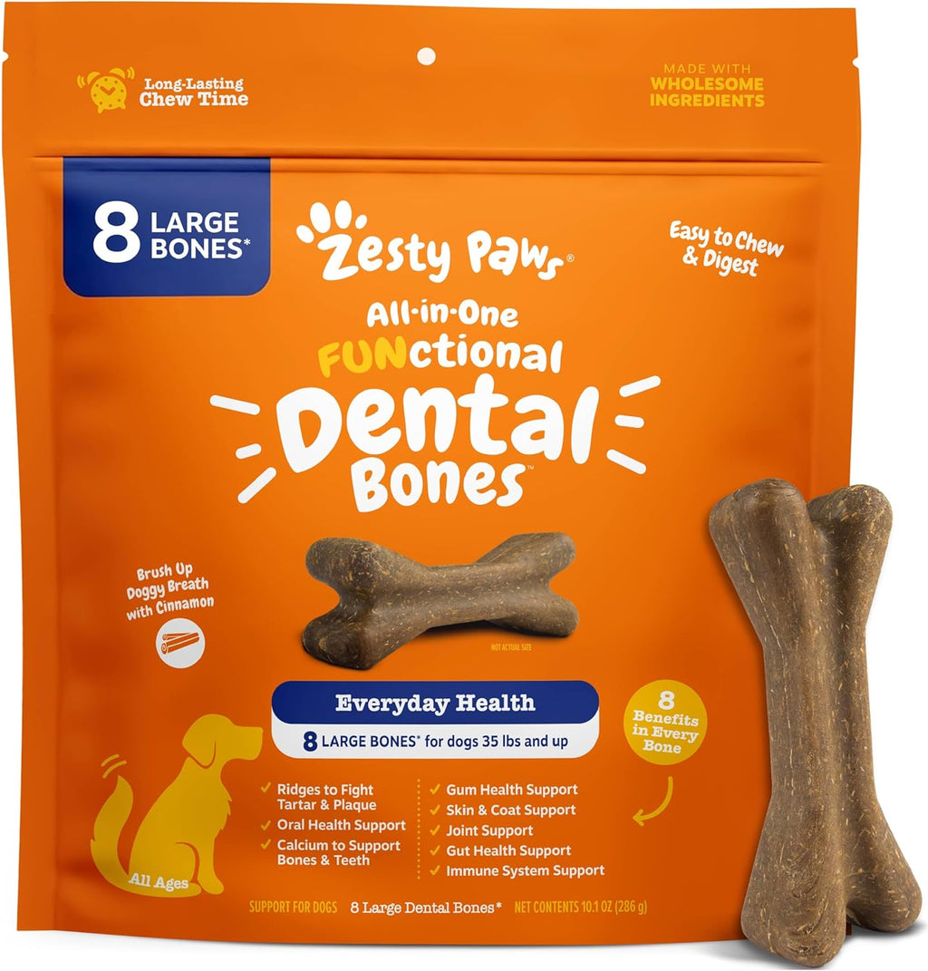 Zesty Paws Functional Dental Bones for Small Dogs - Plaque & Tartar Control - Supports Gut, Skin, Coat, Hip, Joint & Immunity