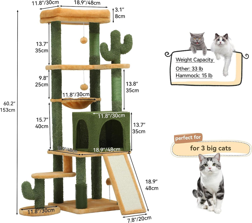 YITAHOME Tall Cactus Cat Tree Tower