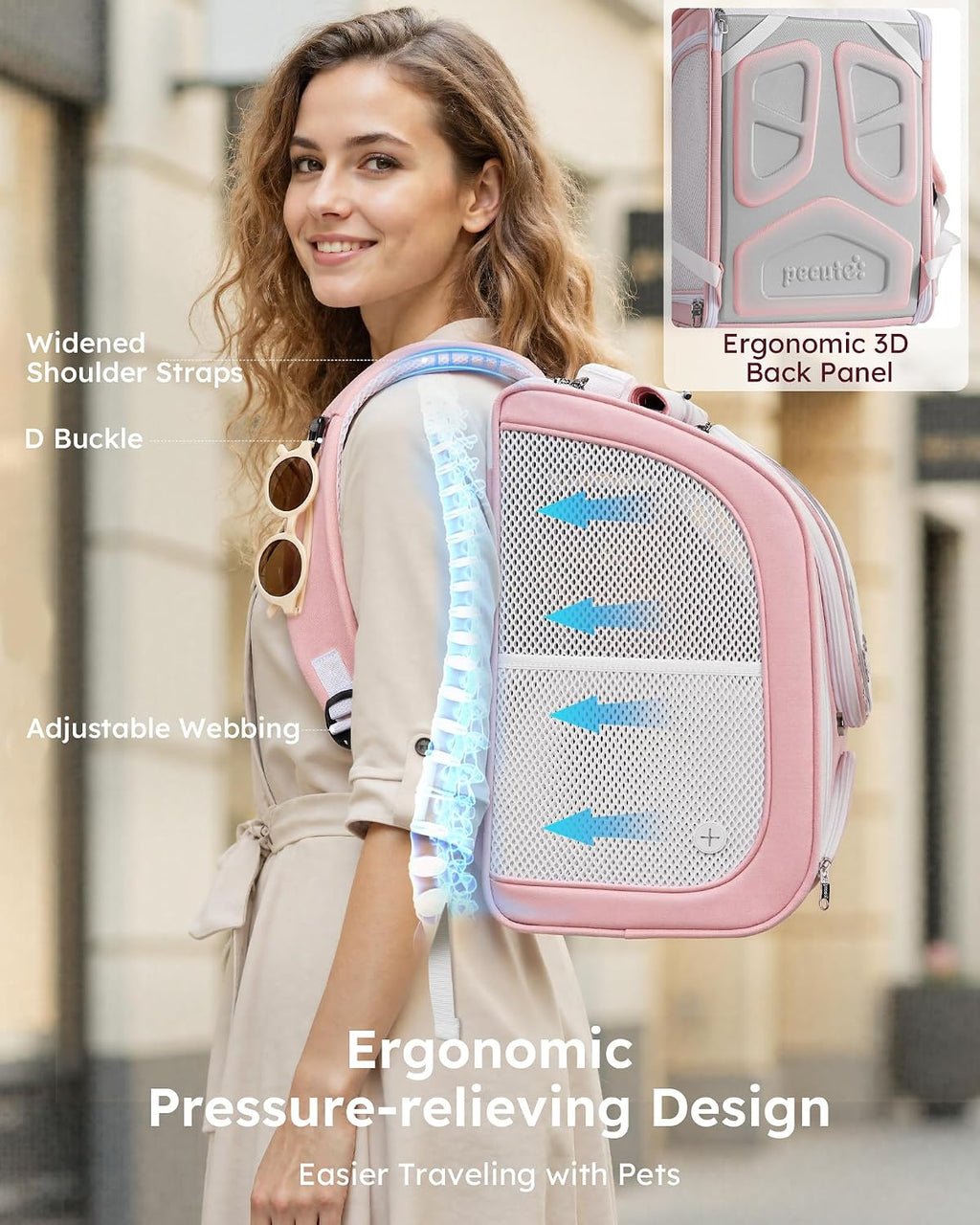 Pecute Cat Backpack Carrier,Large Space Cat Bubble Backpack,Ergonomic,Pink