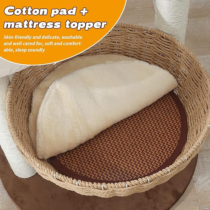 Modern Cat Tree Tower for Large Cats, Real Natural Sisal Luxury Cat Condo - Image 3