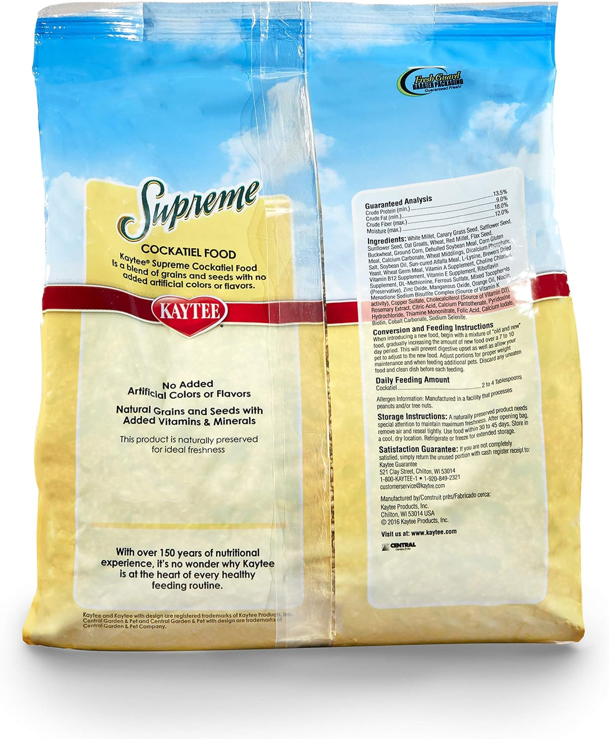 Kaytee Supreme Pet Cockatiel Food, 5 Pounds