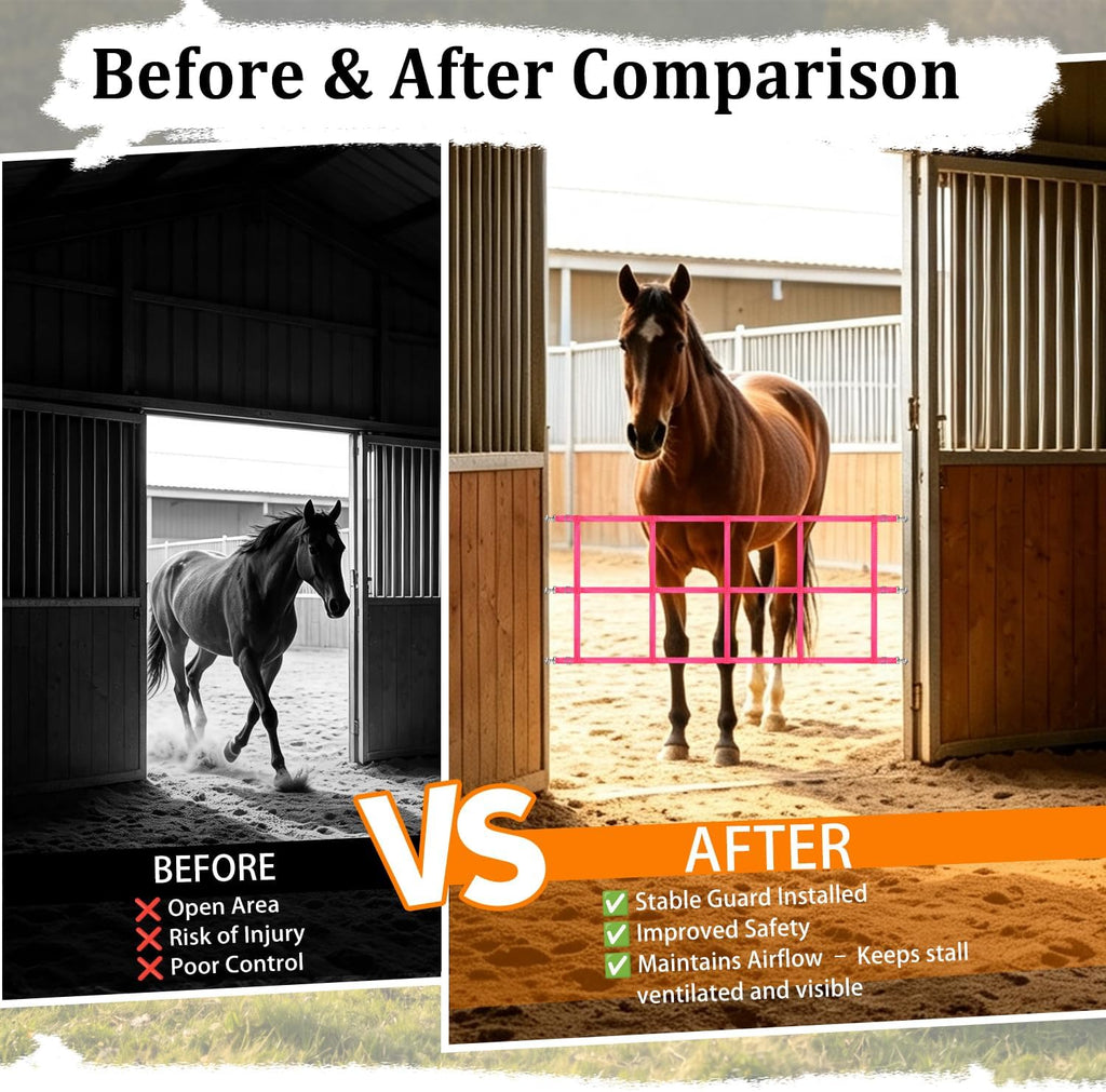 48" x 20" Stall Guards for Horses with Adjustable Straps and Hardware (Pink)