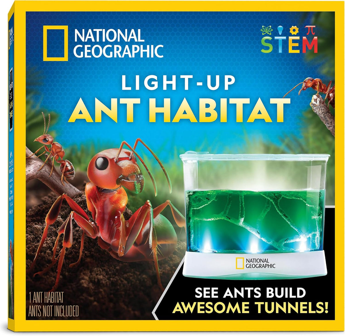 National Geographic Light-Up Ant Habitat Kit for Kids with Magnifiers