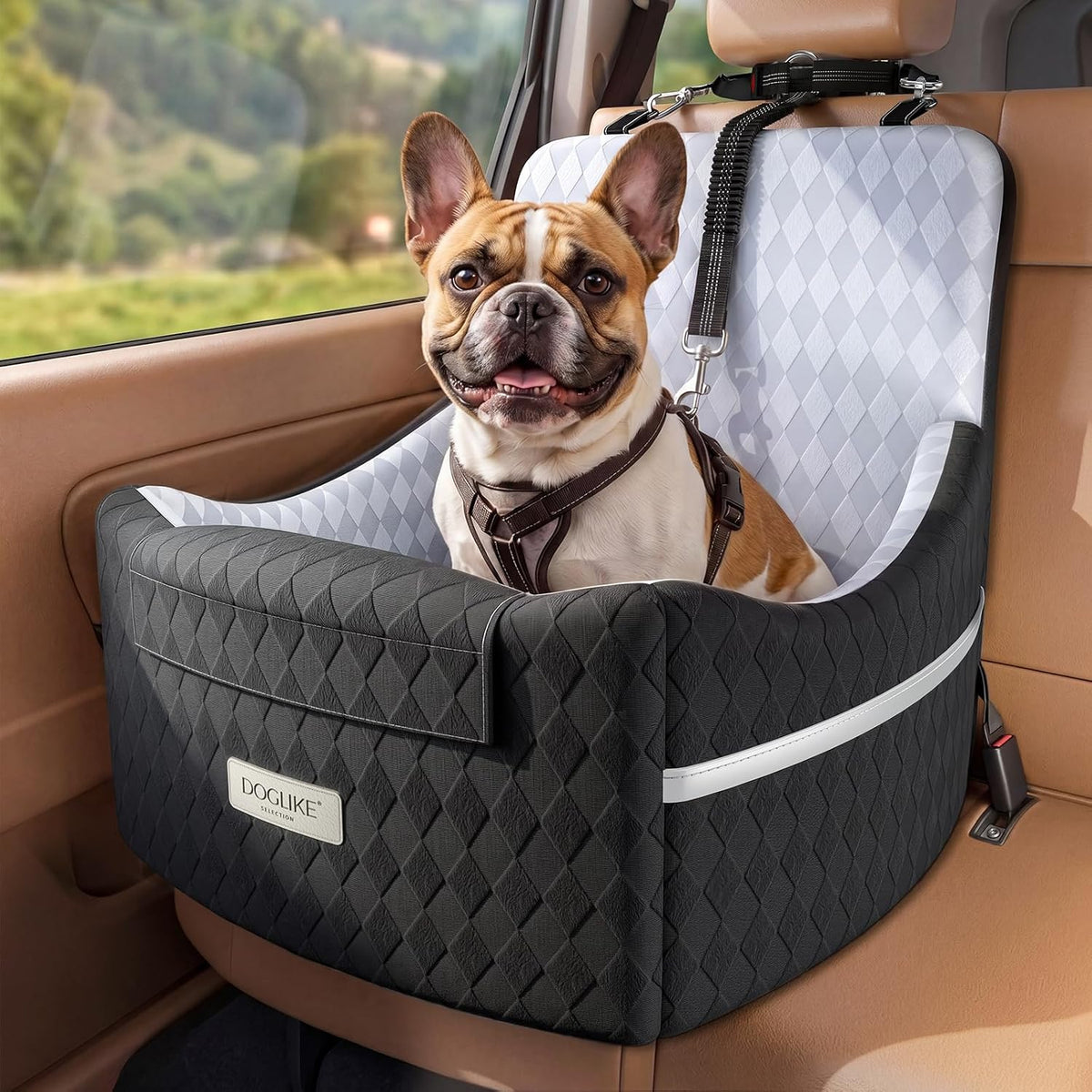 Elevated Dog Car Seat Booster for Small/Medium Dogs up to 35 lbs