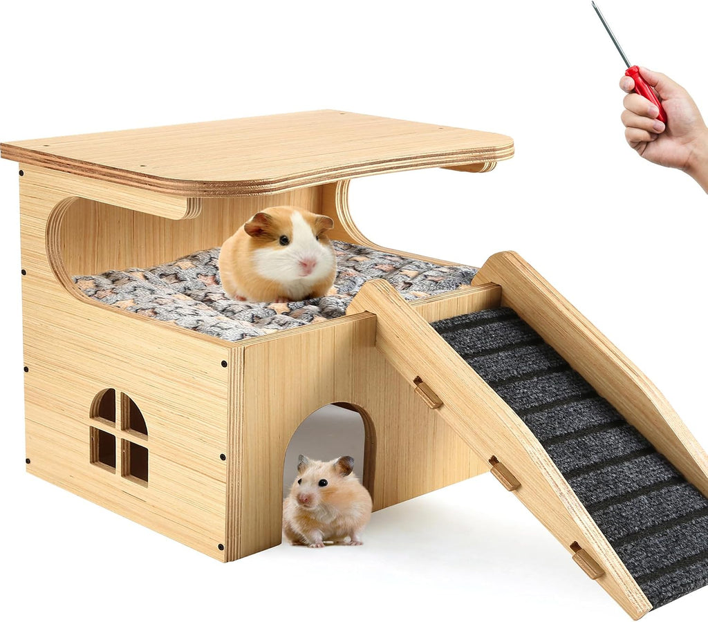 Double Layer Guinea Pig Castle with Stairs & Mat
