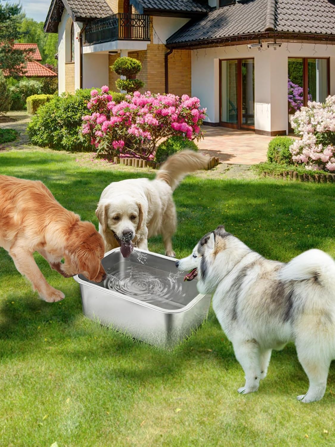 MEWTOGO 4 Gallons Extra Large Capacity Food Grade Stainless Steel Dog Bowls