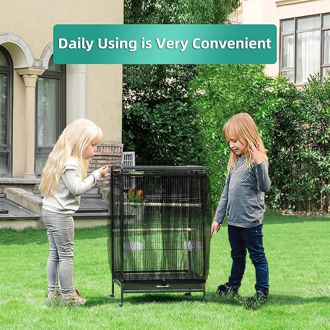 Bird Cage Seed Catcher, Seed Catcher Guard Net Cover, Parrot Nylon Mesh Net - Image 4