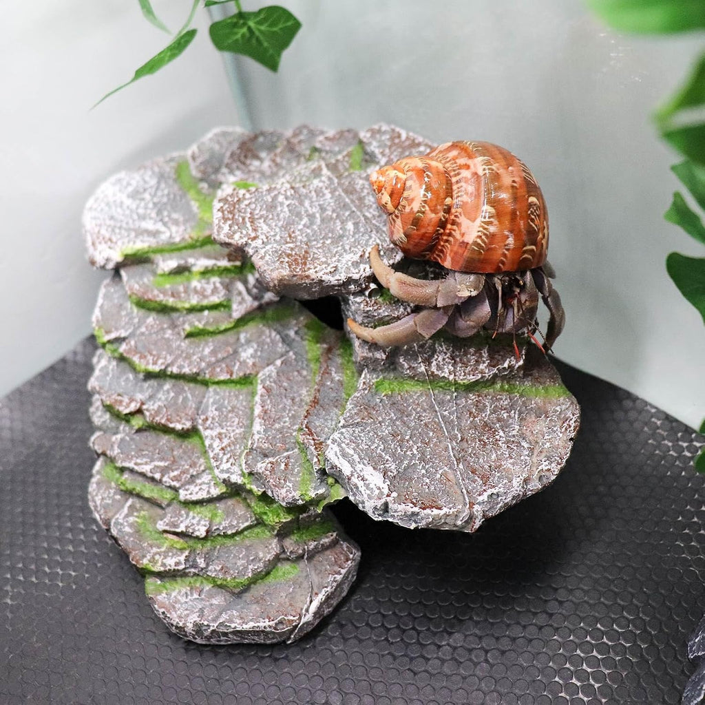 Hermit Crab Hideout, Resin Simulation Stone Reptile Cave Hideout, Hermit Crab Climbing Toys, Terrarium Habitat Decor for Lizard Spider Aquarium Fish Gecko Bearded Dragon