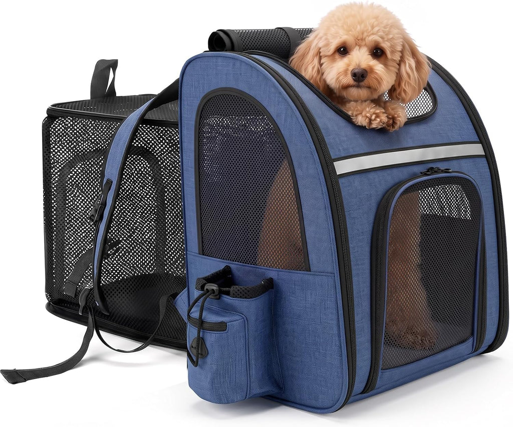 Cat Carrier Backpack Expandable Pet Carrier with Breathable Window (Black)