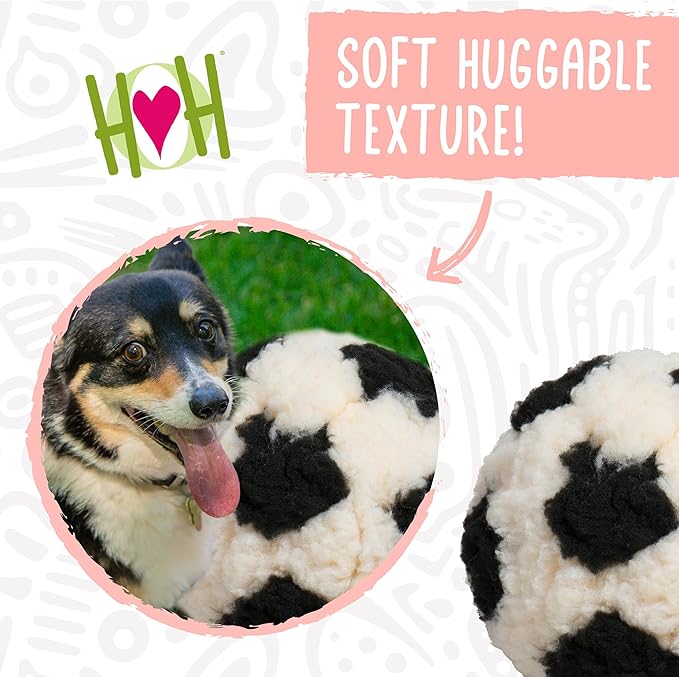 HuggleHounds HuggleFleece Plush Soccer Ball Dog Toy - Image 3