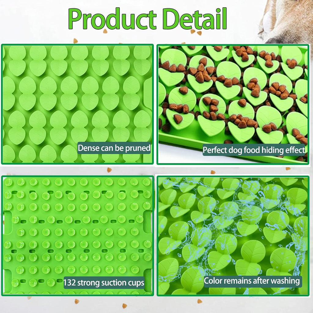 Large Silicone Snuffle Mat for Small Medium Large Dogs Slow Down Eating,Slow Feeder Lick Mat for Dry Wet Food for Pet Encourages Natural Foraging Skill,Relieving Stress (Green)