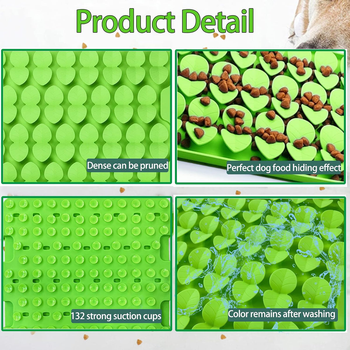 Large Silicone Snuffle Mat for Small Medium Large Dogs Slow Down Eating,Slow Feeder Lick Mat for Dry Wet Food for Pet Encourages Natural Foraging Skill,Relieving Stress (Green)