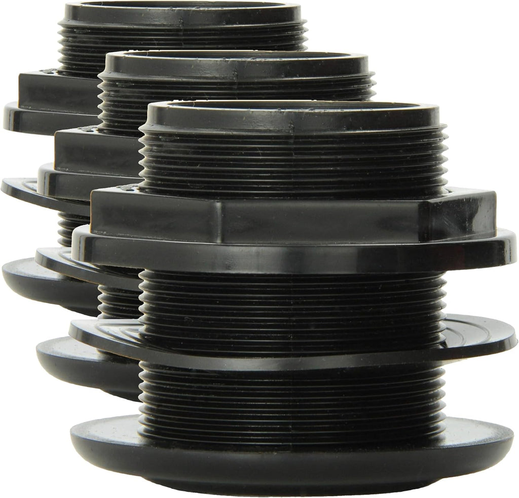 Lifegard Aquatics Standard Threaded Bulkhead Kit for Fish Aquariums – High-Impact Resistant PVC – Includes Bulkhead Fitting, Gasket, Lock Nut – Jet Black – 1-1/2 Inch