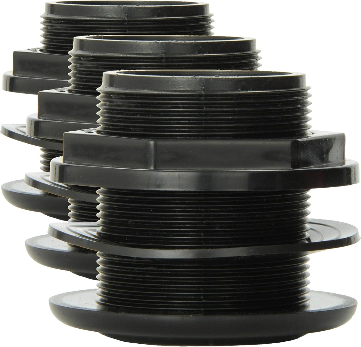 Lifegard Aquatics Standard Threaded Bulkhead Kit for Fish Aquariums – High-Impact Resistant PVC – Includes Bulkhead Fitting, Gasket, Lock Nut – Jet Black – 1-1/2 Inch