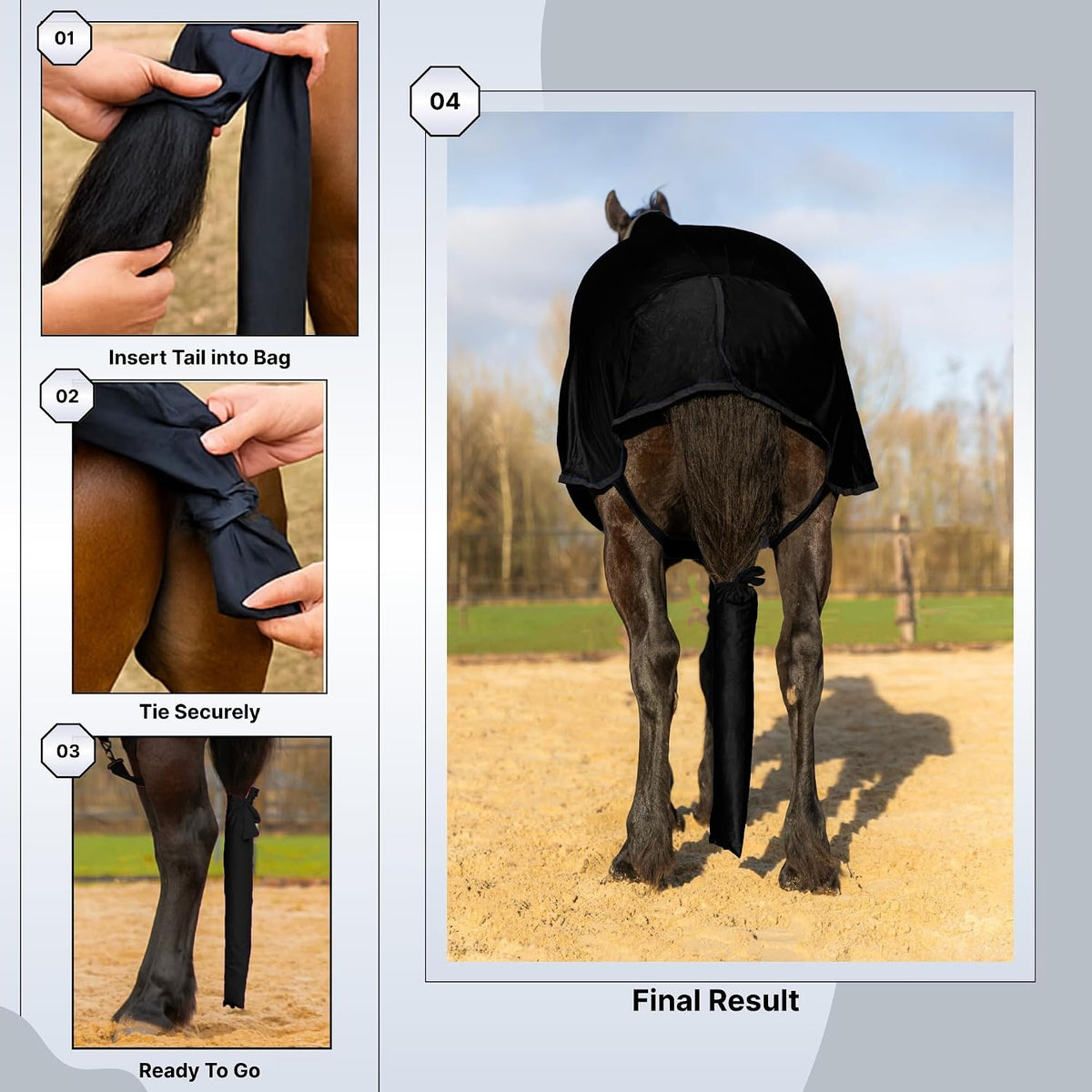 RESISTANCE Spandex Horse Tail Bag Only for Horses - 23"x10" Ties, Nylon Material - to Keep The Horse Tail Clean and Protected - Burgundy (Pack of 1)