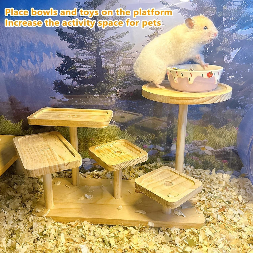 Wood Hamster Platform Rat Climbing Toys for Gerbil Hamster Cage Accessories
