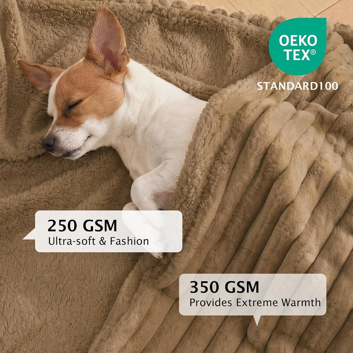 PuTian Waterproof Dog Blanket for Couch, 60"x80", Khaki