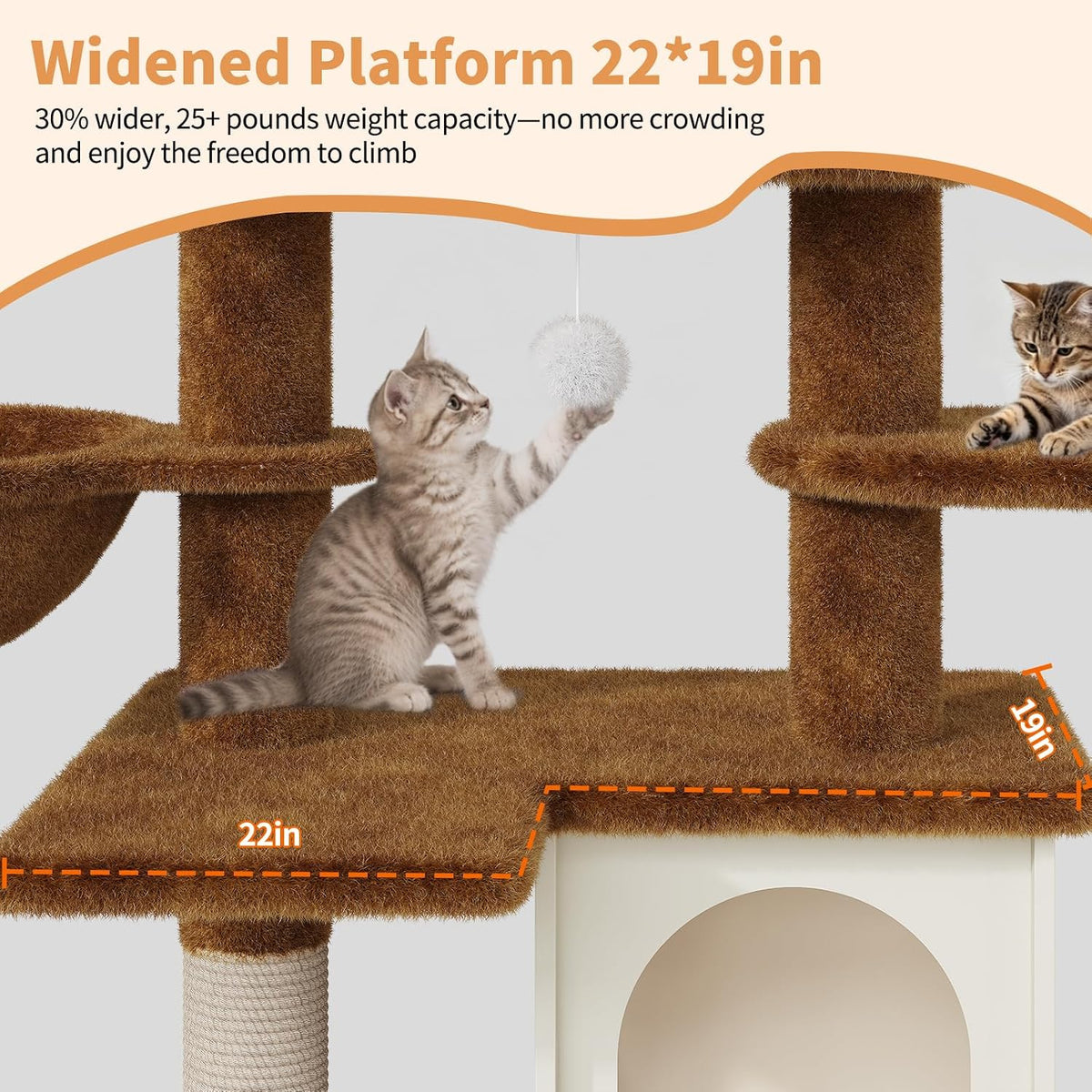 Halloween Cat Tree with Litter Box Enclosure, Hidden Litter Box Furniture with Cat Tower, Cat Tree with with Sisal Scratching Post,Hammocks,Condo,Multiple Platform,Soft Plush Perch, Hickory