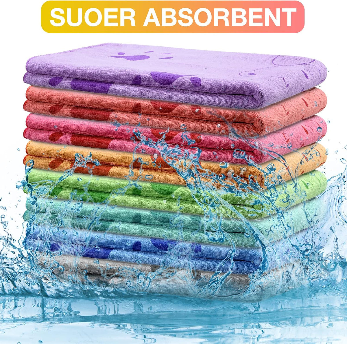 8 Pcs 55 x 28" Dog Towels Absorbent Microfiber Bath Drying Towels, 8 Colors
