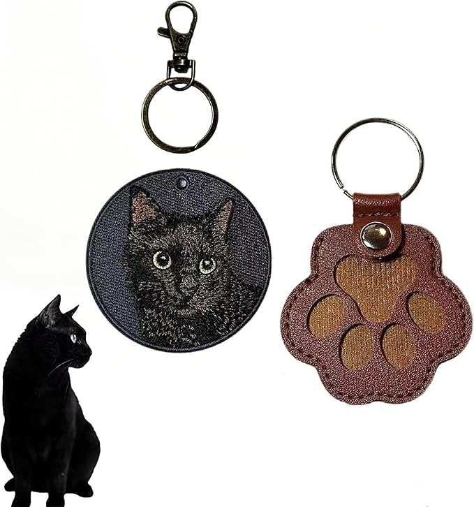 3PCS Cats & Dogs Pet Paw Print Keychain – White Leather Memorial Keychain Holds by Unknown