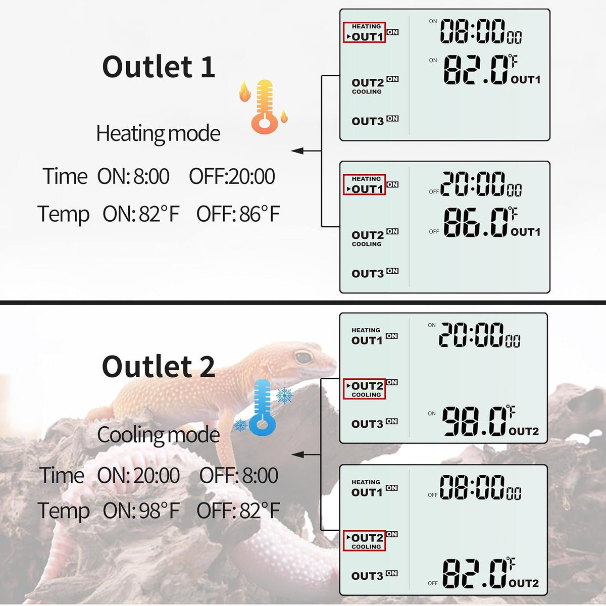 DIGITEN Day-Night Reptile Temperature Controller with Timer