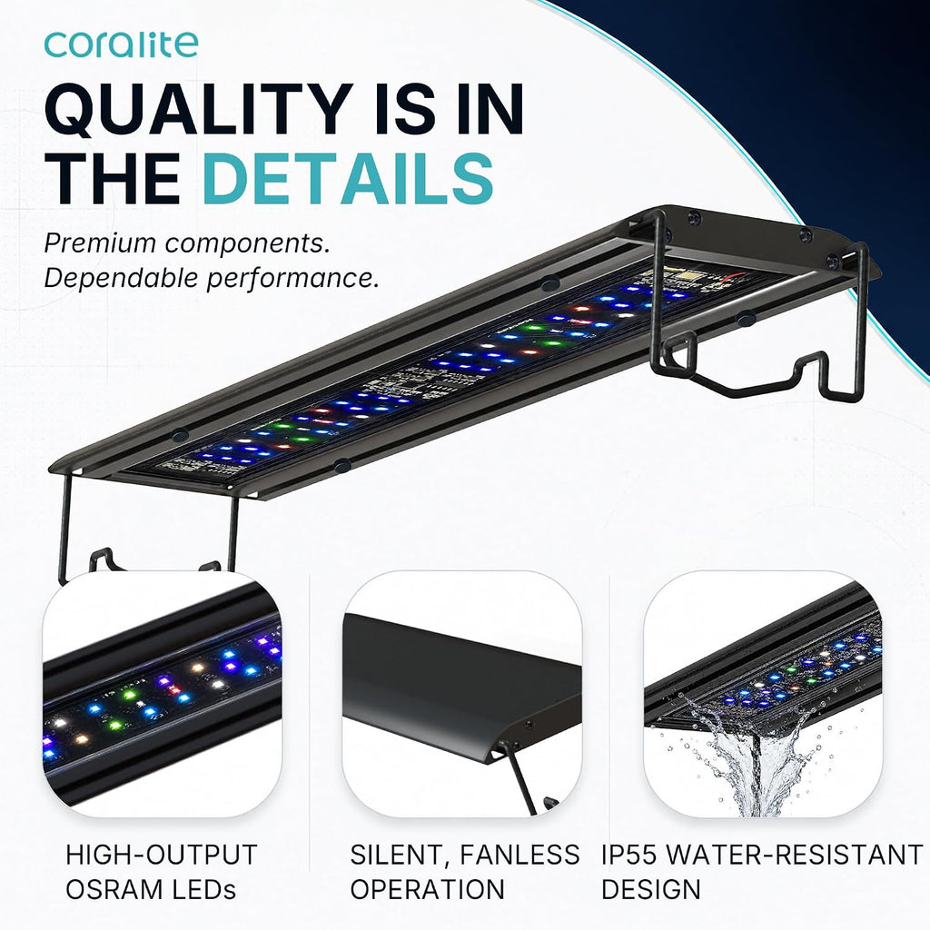 Wing 2S4 Series Reef Light for Coral Saltwater Marine Fish Tank Smart LED 84 Watts 4 Channels 48-Inch Strip APP Control Sunrise Sunset Dimmable (48"-54")