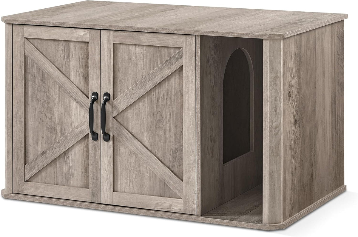 Feandrea Double Cat Litter Box Enclosure for 2 Cats, Front Entry