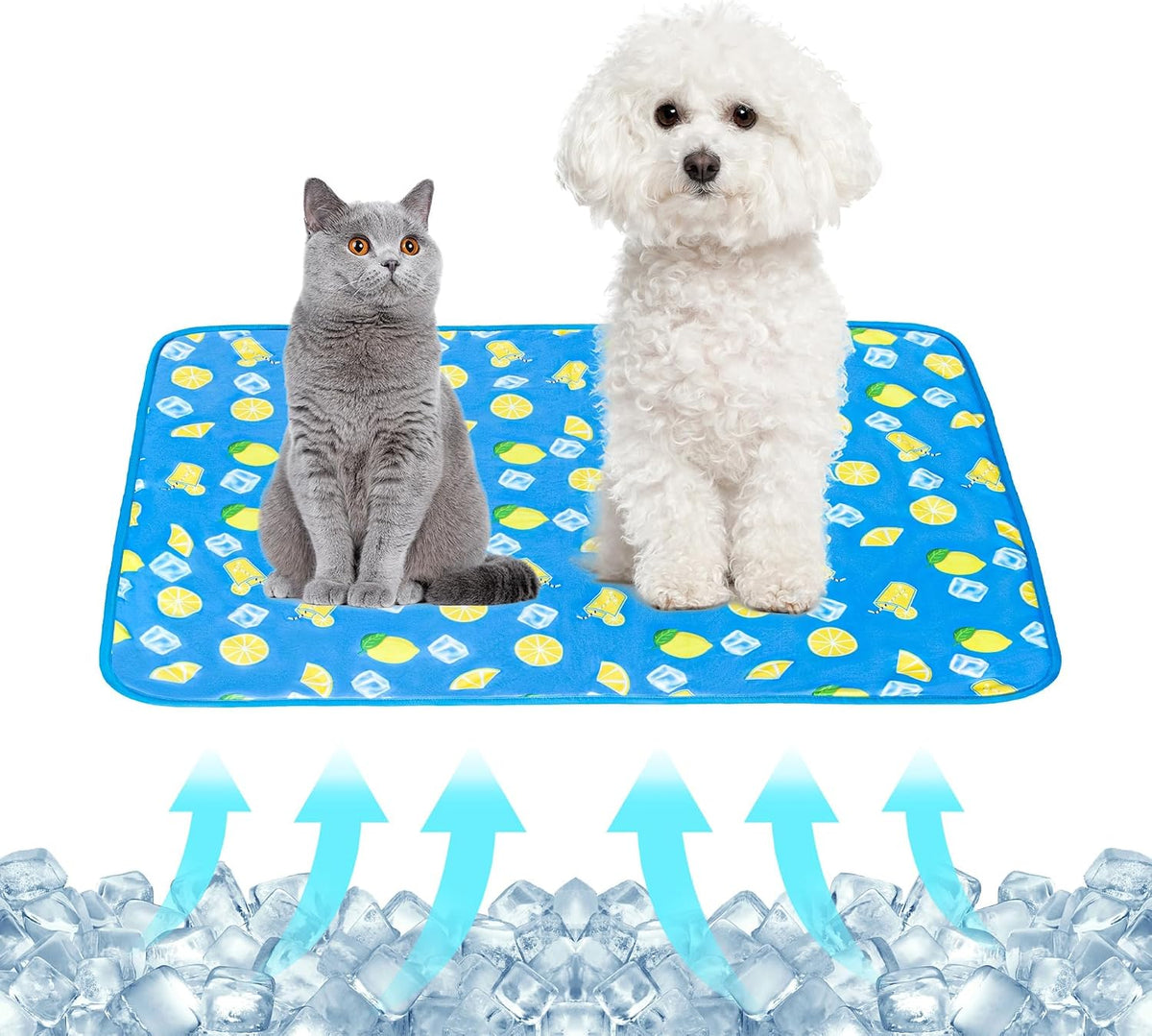 NACOCO Summer Pet Cooling Mat - Cat Dog Cushion Pad Sleeping Cool Snowflake Comfortable Soft for Pets Kids and Adults (Blue Snowflake, M)