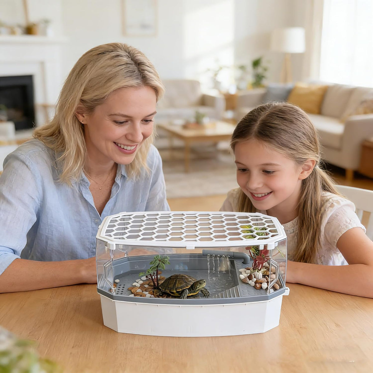 Turtle Tank Kit 3 Gal Escape-Proof with Basking Platform, Pump and Lid