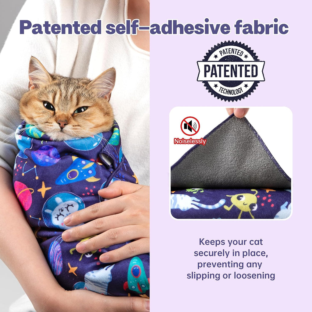 Paw Legend 35.4" Cat Wrap for Grooming Cat Wrap for Cutting Nails Cat Restraint for Nail Clipping Self Adhesive Blanket Restraint Cloth for Cats Within 22lbs