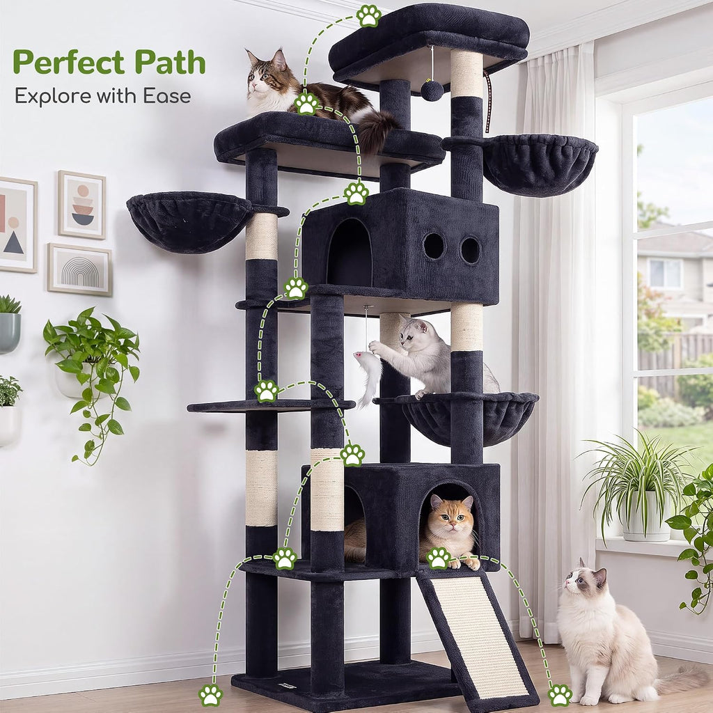 Globlazer 83in Extra Large Maine Coon Cat Tree, F83J, Dark Grey
