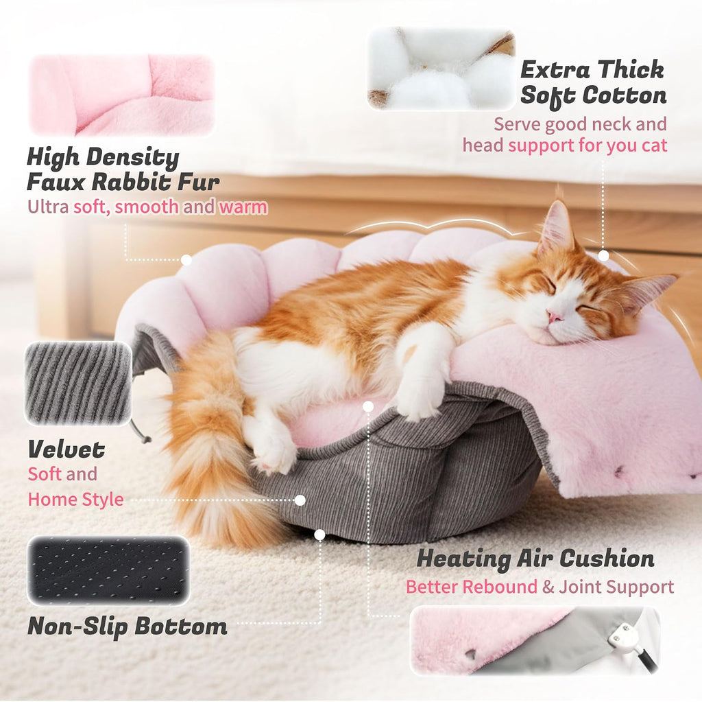 NWK 2-in-1 Versatile Electric Heated Cat Bed for Small Cat