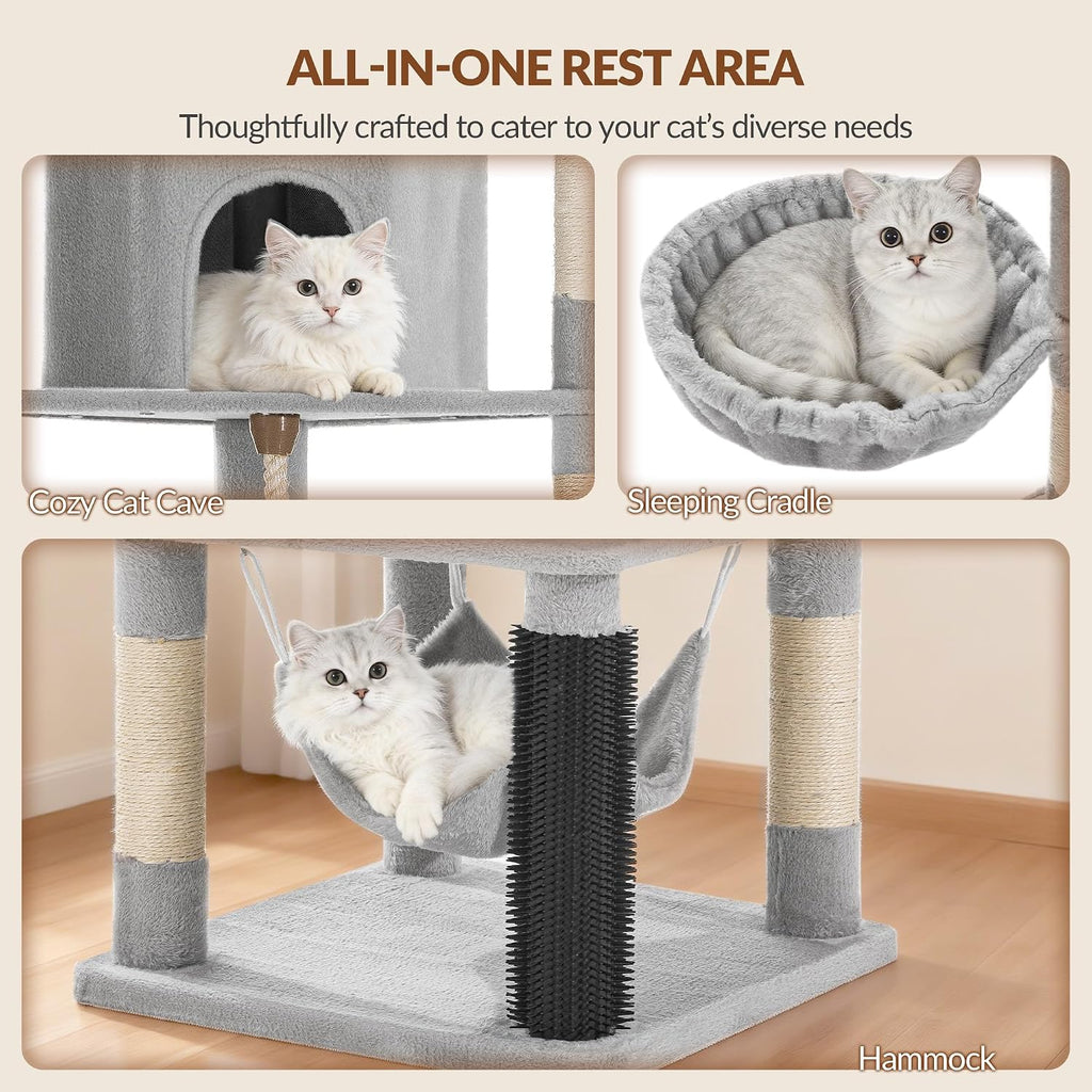 Cat Tower, 81.1in Cat Tree for Indoor Cats Large Adult Light Gray