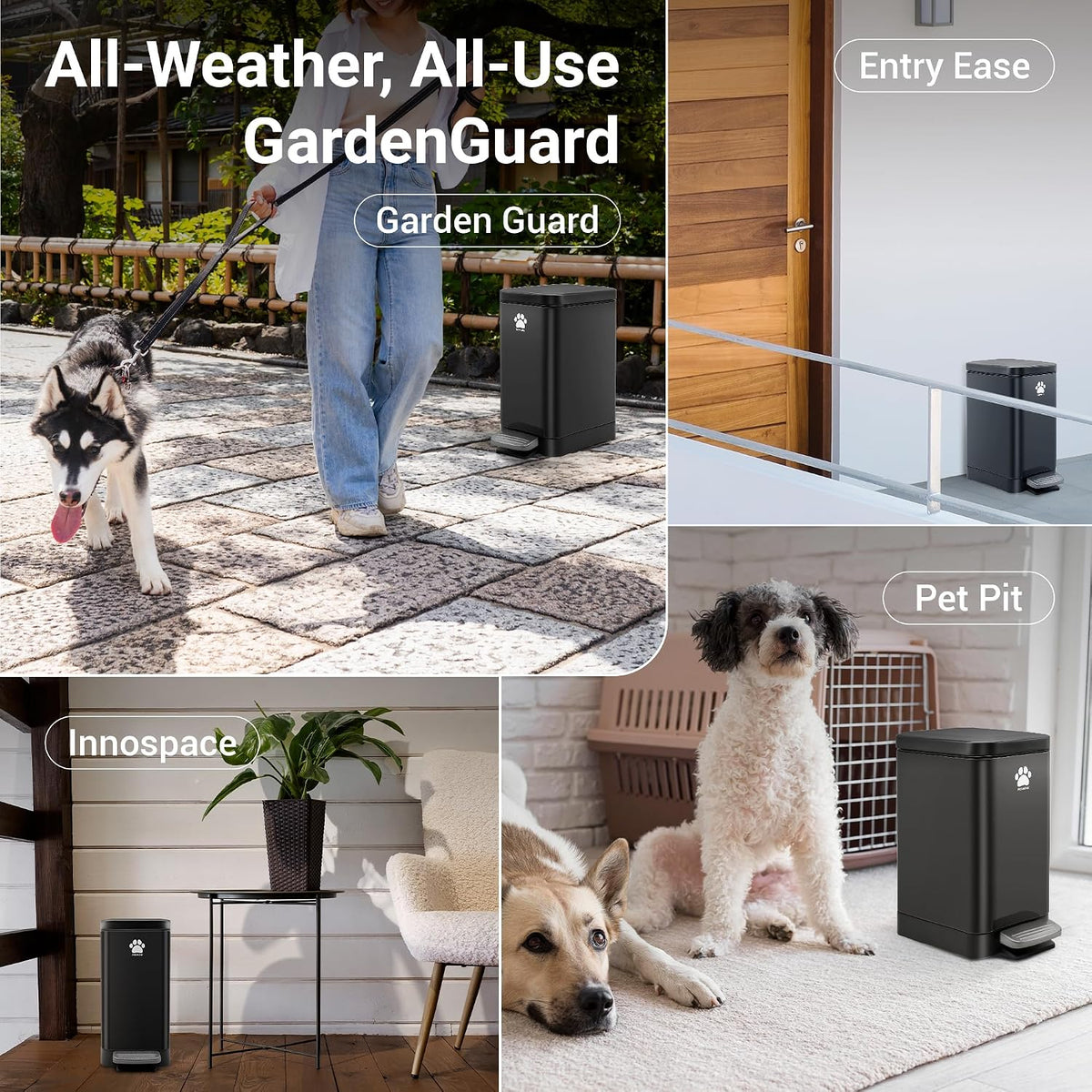 Dog Poop Trash Can with Scooper, 12L Outdoor Metal Waste Bin for Yard