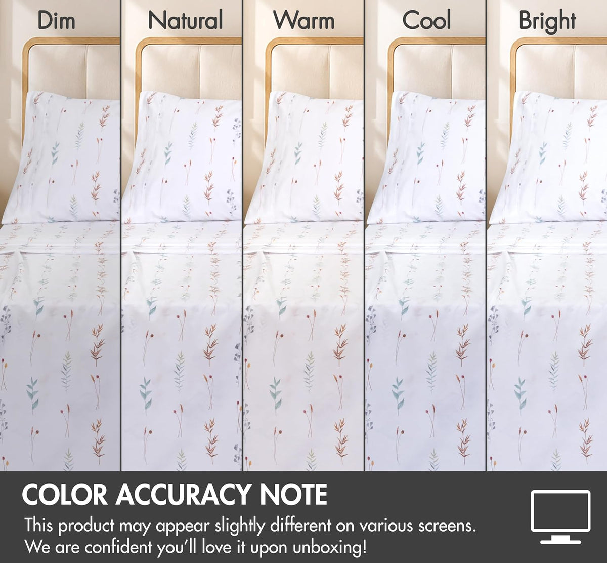 ZOYER 100% Cotton Queen Sheets, Percale Weave, Fairy Meadows