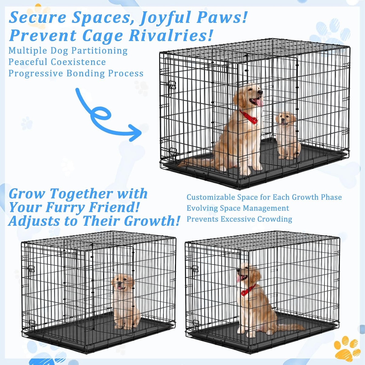 2PCS Dog Crate Divider Panel with Ties 13.7 x 17.7 Inch Adjustable Metal Pet Kennel Divider Adjustable Width up to 27''(Dog Crate NOT Included)